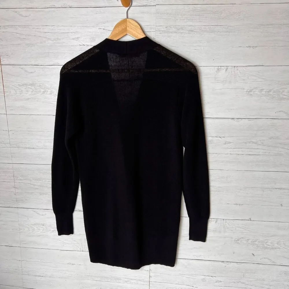 Loft Cardigan Womens Size XS Black Button Down Linen Blend Fabric Buttons